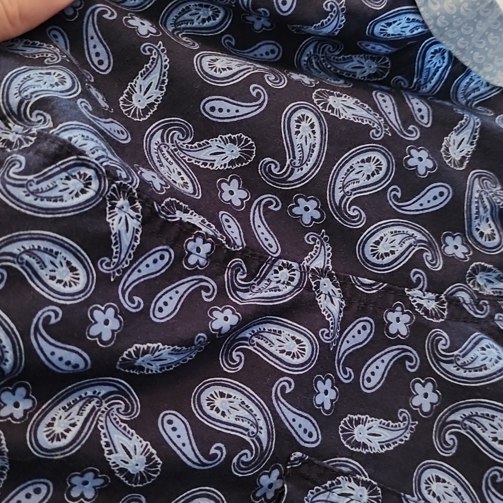 Ben Sherman sz 18 XL Big Boy dark blue paisley short sleeve button up shirt - Picture 2 of 8